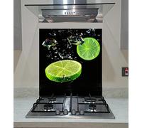 Splash back, Tempered Glass, Panel Kitchen, Limes on the Black Background, Any Size, Va Art Glass (wide 60 x height 60 /cm)