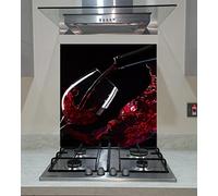 Splash back, Tempered Glass Panel Kitchen with glass of wine on the dark background, Any Size, Va Art Glass (wide 60 x height 75 /cm)