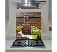 Splash back with Drink Made From Grapes On The Wooden Background, Panel Kitchen, Toughened Glass, ANY SIZE, vaartglass (wide 60 x height 70/cm)