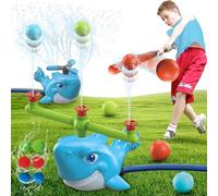 Splash Baseball Outdoor Water Toy, 3-in-1 Whale Sprinkler Set, DIY Assembly Kids Game
