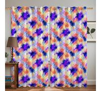 Splash Blackout Curtains, Modern Contemporary Color Pattern Summer Blue Thermal Insulated Grommet Curtains for Bedroom and Living Room Window Decor 42x63 Inch