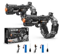 Splash Blaster, Splash Blaster Water Gun, Splashy Gun, Electric Space Ring Design with LED Lights, 400ml Automatic Squirt Action for Pool Beach Backyard Outdoor Summer Party Fun (Blue2pcs)(Black2pcs)