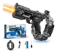 Splash Blaster, Splash Blaster Water Gun, Splashy Gun, Electric Space Ring Design with LED Lights, 400ml Automatic Squirt Action for Pool Beach Backyard Outdoor Summer Party Fun (Blue2pcs)(Black)