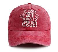 Splash Brothers Customized 21st Birthday Hat for Her Him, Adjustable Cotton Embroidery Baseball Cap for Daughter Son, 21st Birthday Embroidery Red, One Size