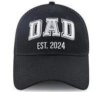 Splash Brothers Customized Funny Dad Est 2024 Baseball Cap for Men, Adjustable Washed Cotton 3D Embroidered Daddy Trucker Hat, Dad 2024 Embroidered Black, One size