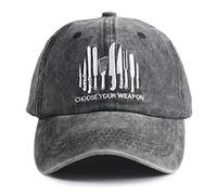 Splash Brothers Customized Unisex Skull-Chef Cooking Skull Vintage Jeans Adjustable Baseball Cap Cotton Denim Dad Hat, Embroidered Black 1, One Size