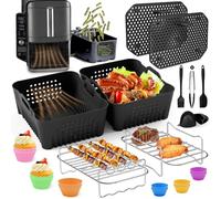 Splash Guard & Airfryer Silicone Mould for Ninja Double Stack XL SL400EU, 23pcs Hot Air Fryer Accessory Set - Splash Guard Ninja SL400EU, Accessories for Ninja Hot Air Fryer Double Basket Air Fryer