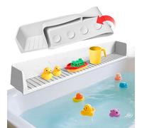Splash Guard for Bathtub Kids - Silicone Bathtub Splash Guard with 11 Suction Cups, Bath Tub Play Shelf for Kids & Toy Holder, Prevent Water Spill in Bathroom, Fun Bath Time for Toddlers Baby, Gray