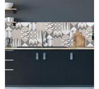 Splash Guard for Kitchen, Wall Sticker 100% Made in Italy, with Non-Toxic Ink, Flame Retardant and Water-Resistant, Beige Hexagons, 180 x 60 cm