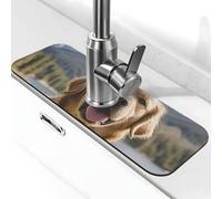 Splash Guard Mat For Kitchen Sink , Super Absorbent Fast Drying Faucet Mat Cute Golden Retriever Draining Mats Sink Gadgets Behind Faucet Sinkmat For Kitchen Bathroom 15"X5.5"