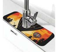 Splash Guard Mat For Kitchen Sink , Super Absorbent Fast Drying Faucet Mat Flying Hot Air Balloon Draining Mats Sink Gadgets Behind Faucet Sinkmat For Kitchen Bathroom 15"X5.5"
