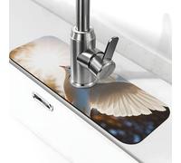 Splash Guard Mat For Kitchen Sink , Super Absorbent Fast Drying Faucet Mat White Dove Flying In The Sun Draining Mats Sink Gadgets Behind Faucet Sinkmat For Kitchen Bathroom 15"X5.5"