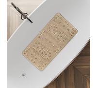 Splash Home Deluxe Softee Bathtub Mat, Non-Slip Extra-Long Shower Mat with 58 Suction Cups and Drain Holes Bath Mat for Tub, 36 L x 17 W, Machine Washable, PVC Foam - Taupe