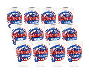 Splash Jumbo 2ply Kitchen Roll, Multipurpose White Towel Paper (12)