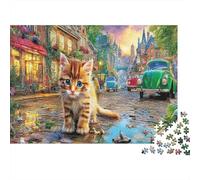 Splash Kitten 1000pc Jigsaw Puzzle for Jigsaw Fans Sturdy Paper Cute Cat Home Decor Wall Art Birthday Present Mental Puzzle Game Home Decoration Jigsaw 38x26cm/1000pcs