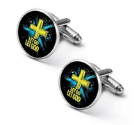 Splash Let Go Let God Cuff Link Shirt Mens Cufflink Alloy Round Tuxedo Cufflinks for Wedding Groomsmen Gifts
