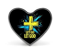 Splash Let Go Let God Heart Shaped Enamel Brooch Pin Button Badges Decoration Hat Clothing Bag Accessories Gift Crafts