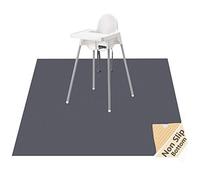 Splash Mat for Under High Chair/Arts/Crafts, WOMUMON 51" Washable Weaning Mat Waterproof Anti-slip Floor Protector Messy Splat Mat, Spill Mat for Pet (Grey)