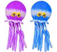 Splash Octopus Water Absorption Pool Toy 16cm, 2x Assorted Blue & Purple Colours, Soak & Squeeze Water Sprayer for Kids, Soft TPR Sponge Bath & Beach Toy