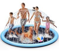 Splash Pad,Dog Pool 200CM Extra Large Non-Slip Sprinkle and Splash Water Play Mat,Inflatable Swimming Bathing Pool for Summer Outdoor Garden