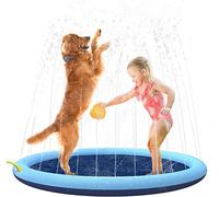 Splash Pad for Dogs & Kids, 100cm Inflatable Dog Splash Sprinkler Pad, Foldable Thickened Dog Paddling Pool Splash Mat, Outdoor Dog Sprinkler Play Mat for Summer Garden Beach Backyard