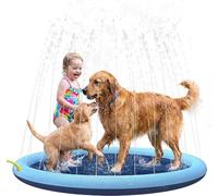 Splash Pad for Dogs & Kids, Non-Slip Inflatable Dog Sprinkler Paddling Pool, Foldable Water Play Mat for Toddlers Pets, Summer Outdoor Garden Backyard Water Toy (150cm/59in)