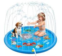 Splash Pad for Kids and Dog, 100cm Dog Pool, Sprinkle and Splash Water Play Mat, Fun Backyard Fountain Play Mat, for Kids Pets Family Summer Garden Beach Backyard