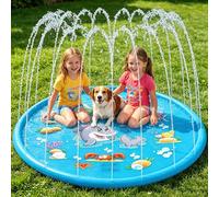 Splash Pad for Kids and Dogs, 68"/170CM Splash Water Play Mat, Foldable Outdoor Sprinkler Play Mat, Non-Slip Summer Outdoor Water Play Sprinklers Games Garden Beach Spray Mat Toy Gifts for Boys Girls