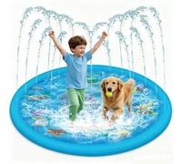 Splash Pad for Kids, Dog Pool Foldable Dog Paddling Pool Round Sprinkler Pad Water Play Mat for Summer Kids Pet Pool Water Toys for Kids Outdoor Play (170cm)