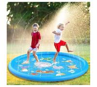 Splash Pad for Kids & Pets 170cm - Giant Dolphin Sprinkler Water Play Mat with Non-Slip Thickened PVC - Summer Outdoor Toys for Garden, Backyard, Lawn Cooling Gift for Children Toddlers Dogs (A)