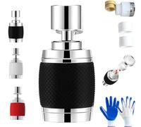 Splash Proof Booster Swivel Kitchen Filter Tap, 360-Degree Swivel Splash-Proof Faucet Aerator, Universal Adapter Included, 3 Water Flow Modes Easy Installation for Bathrooms and Kitchens (A)