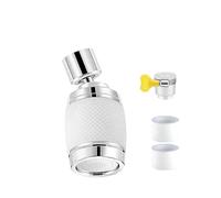 Splash Proof Booster Swivel Kitchen Filter Tap, 360-Degree Swivel Splash-Proof Faucet Aerator, Universal Adapter, 3 Water Flow Modes, Easy Installation, Suitable for Bathrooms and Kitchens (White)