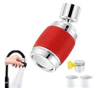 Splash Proof Booster Swivel Kitchen Filter Tap,Kitchen Tap Spray Head, 360° Swivel Spout Kitchen Sink Tap with 3 Modes & 2 Filter,Universal Tap Adapter Attachment Extension Sprayer for Kitchen (Red)