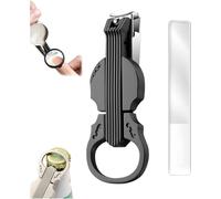 Splash-Proof Nail Clippers with Magnifying Mirror, Violin-Shaped Nail Clippers, Two-in-one Stainless Steel Nail Trimmer with Bottle Opener, Stainless Steel