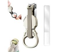 Splash-Proof Nail Clippers with Magnifying Mirror, Violin-Shaped Nail Clippers, Two-in-one Stainless Steel Nail Trimmer with Bottle Opener, Stainless Steel