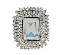 Splash Trio-row Faceted Cut Clear Rhinestone Pin Brooch Wedding Accessory, Small, Alloy Steel, crystal