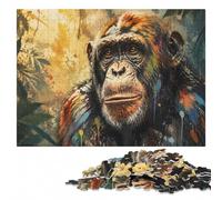 Splash Watercolor Monkey Artistic Wooden Puzzle for Adults, 300 Pieces | For gifting: Jigsaw Puzzle for Adults - visual matching for a more organised build at your own pace.