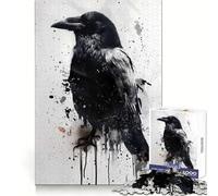 Splash Watercolor Raven Jigsaw Puzzles 1000 Pieces for Adults Boost Recall Relax Mind Accurate Edge Santa Wish List 38x52cm
