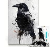 Splash Watercolor Raven Jigsaw Puzzles 1000 Pieces for Adults Boost Recall Relax Mind Accurate Edge Santa Wish List 38x52cm