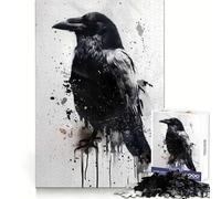 Splash Watercolor Raven Jigsaw Puzzles for Teenagers 1000 Piece Strong Logic Toy Stress Release Clear Edge Classic Gift 50x75cm
