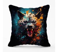 Splashart Angry Hyena Face Outdoor Cushion Warren Reed - Designer Blue 45cm x 45cm
