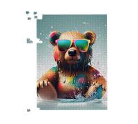 Splashart Bear In Glasses Jigsaw Puzzle Warren Reed - Designer Multi 500 Piece