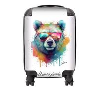 Splashart Colourful Bear in Glasses Suitcase - Lightweight Hard Case, TSA Lock, 4 Spinner Wheels