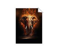 Splashart Elephant and fire Unframed Art Print Warren Reed - Designer Multi W24 inch x H36 inch