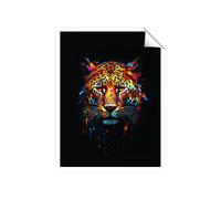 Splashart Leopard Face Unframed Art Print Warren Reed - Designer Multi W16 inch x H24 inch