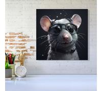 Splashart Rat In Glasses Canvas Warren Reed - Designer Grey W16 inch x H16 inch