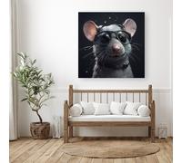 Splashart Rat In Glasses Canvas Warren Reed - Designer Grey W30 inch x H30 inch
