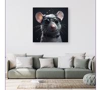 Splashart Rat In Glasses Canvas Warren Reed - Designer Grey w40_inch_x_h40_inch
