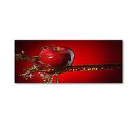 Splashback 125x50 cm Tempered Glass Wall Panels Decoration Behind The Countertop Heat Resistant Sustainable Glass Waterproof Anti-Splash - Apple and Water