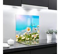 Splashback Backsplash Tempered Glass Heat Resistant Toughened Decorative - 60 x 65 cm - 4 mm Thick - Perfect Behind Gas, Ceramic and Induction Cookers - Easy to Clean